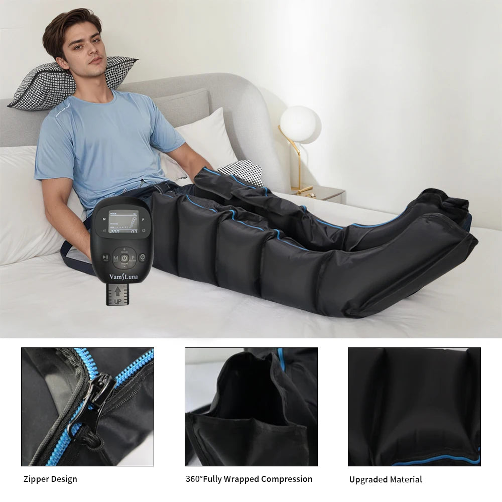Air Compression Leg Recovery Massage Boots Cordless 5Chamber Rechargeable Massager for Athletes to Relax Muscles After Exercise