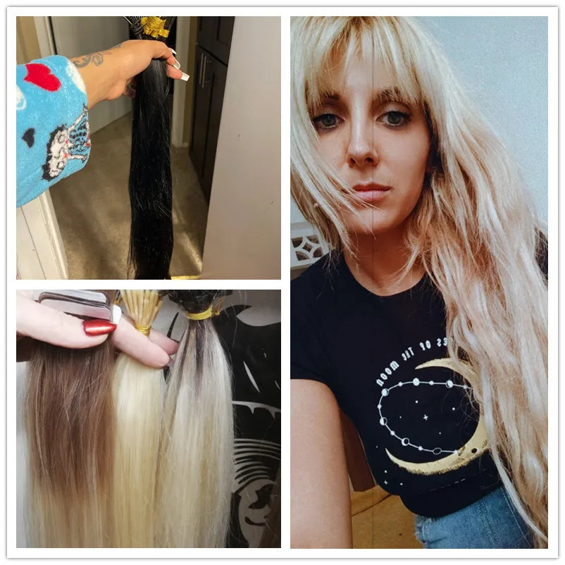 Brown Human Hair Extensions for Women Straight ITIP Hair Externsion Human Hair 50 Strands Human Fusion Hair Keratin Capsule Hair