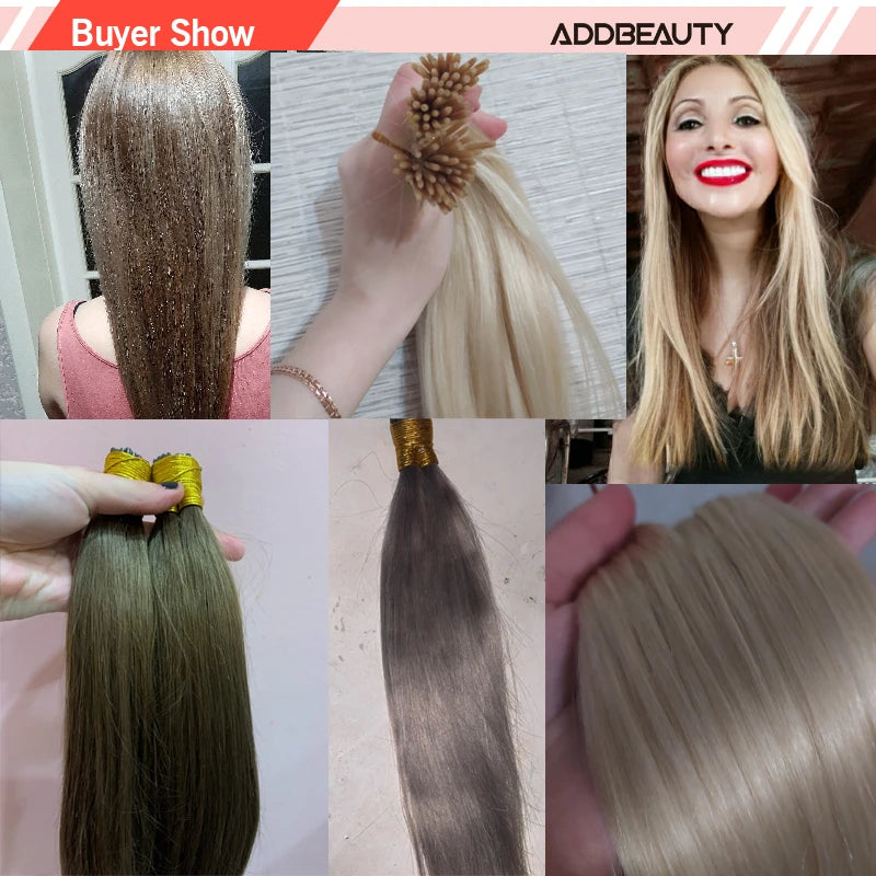 Brown Human Hair Extensions for Women Straight ITIP Hair Externsion Human Hair 50 Strands Human Fusion Hair Keratin Capsule Hair