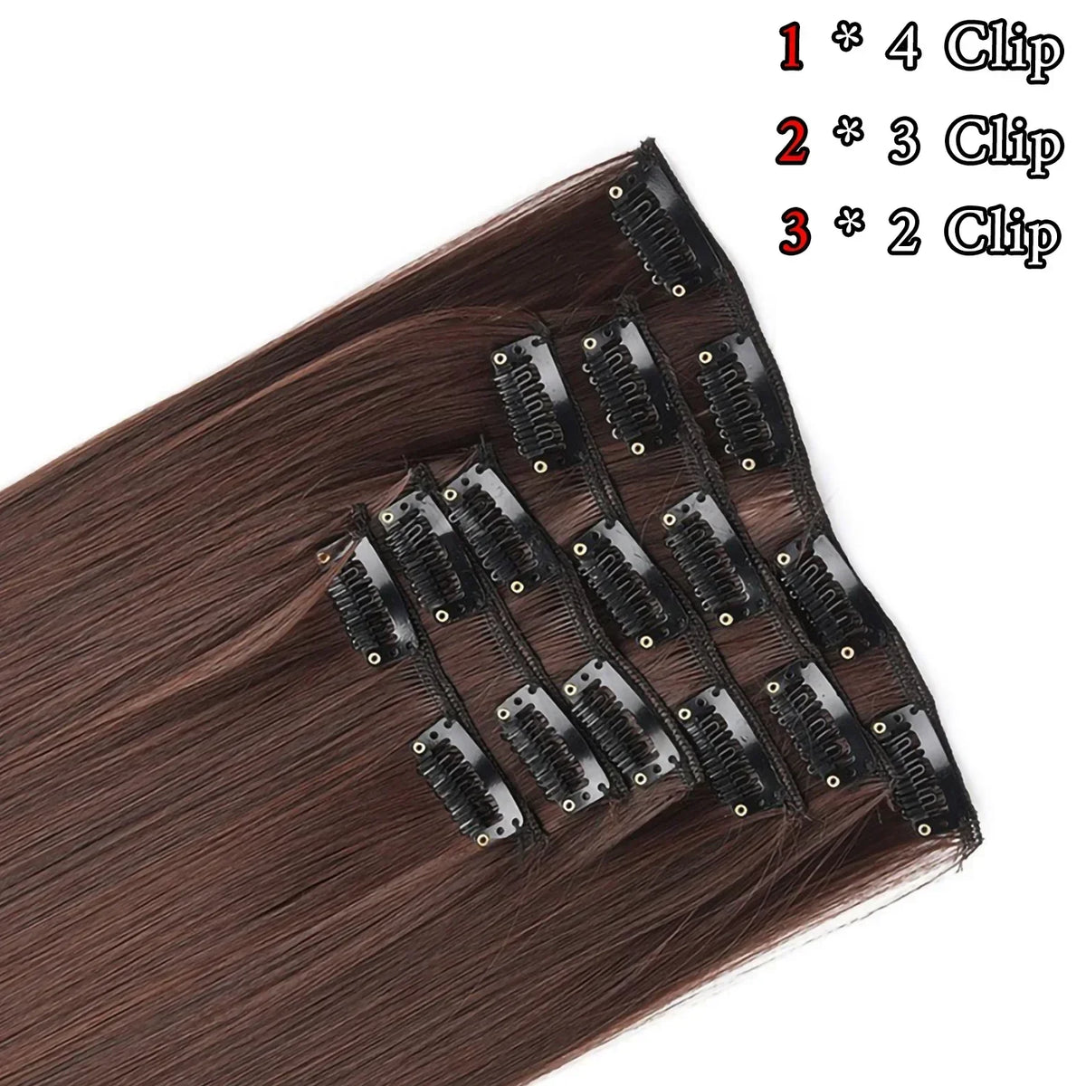 Black Hair Extensions 24"/60cm 6pcs/set Women Long Straight Synthetic Full Head Clip 16 Clips Ombre Heat Resistant Fiber Hair