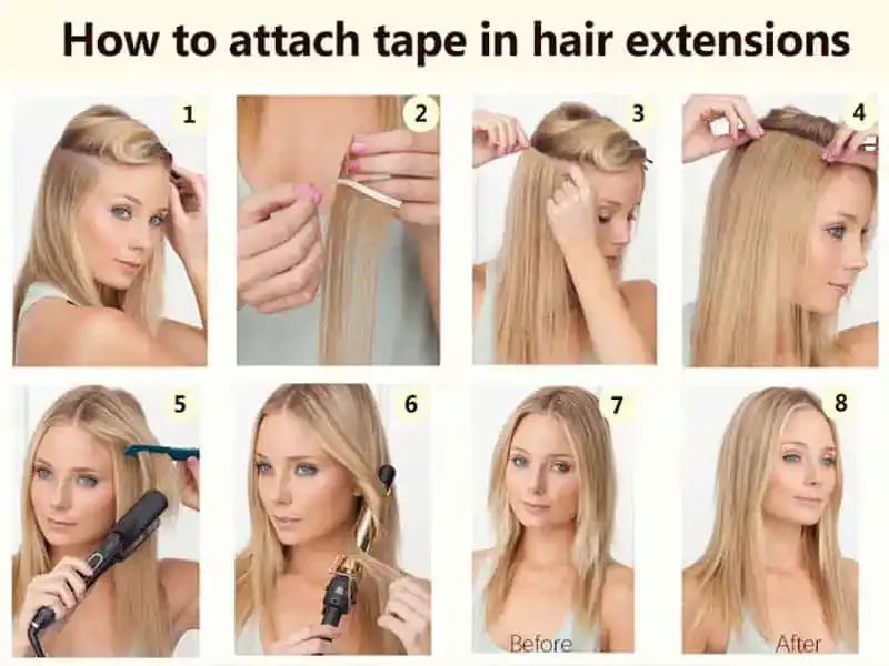 100% Human Hair Tap In Extensions 12-26 Inch Straight Hair Wefts For Long Lasting Curls Mix Color Blonde #613