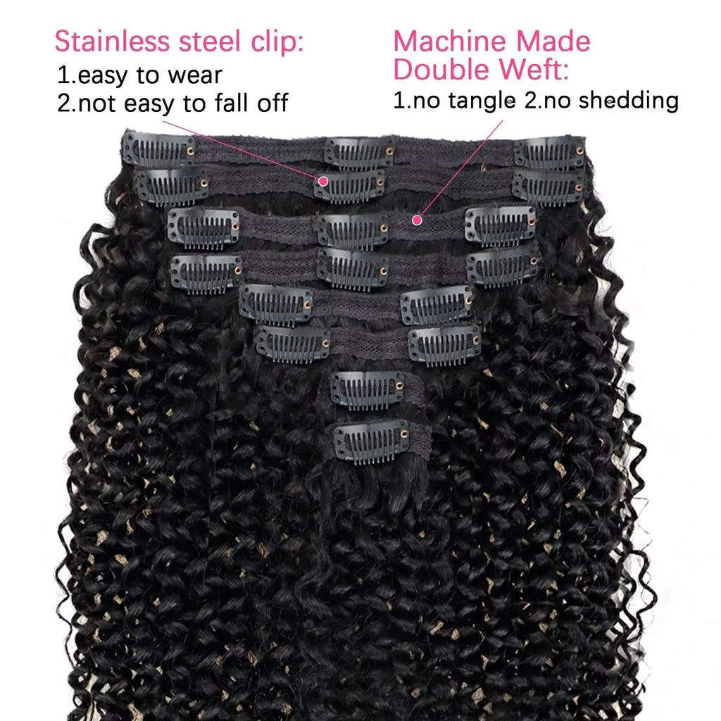 Afro Kinky Curly Clip-in Hair Extensions Real Human Hair Brazilian Remy Clips In Afro Hair for Women Hair Extensions
