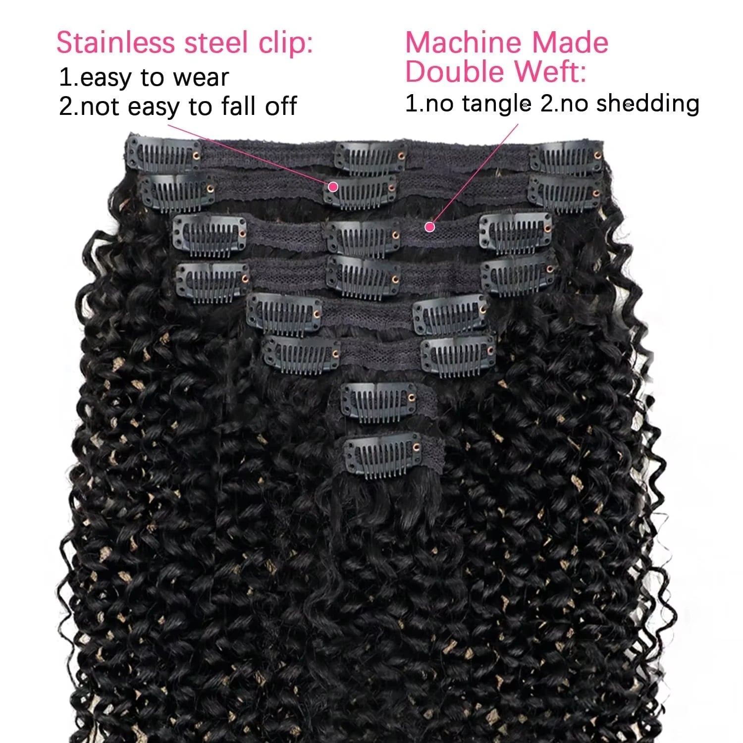 Afro Kinky Curly Clip-in Hair Extensions Real Human Hair Brazilian Remy Clips In Afro Hair for Women Hair Extensions