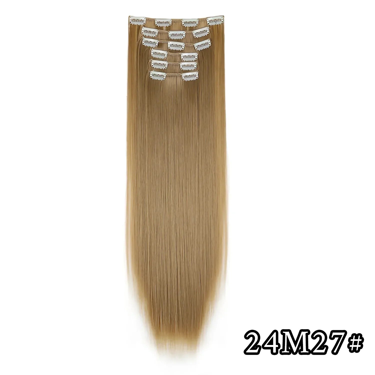Black Hair Extensions 24"/60cm 6pcs/set Women Long Straight Synthetic Full Head Clip 16 Clips Ombre Heat Resistant Fiber Hair