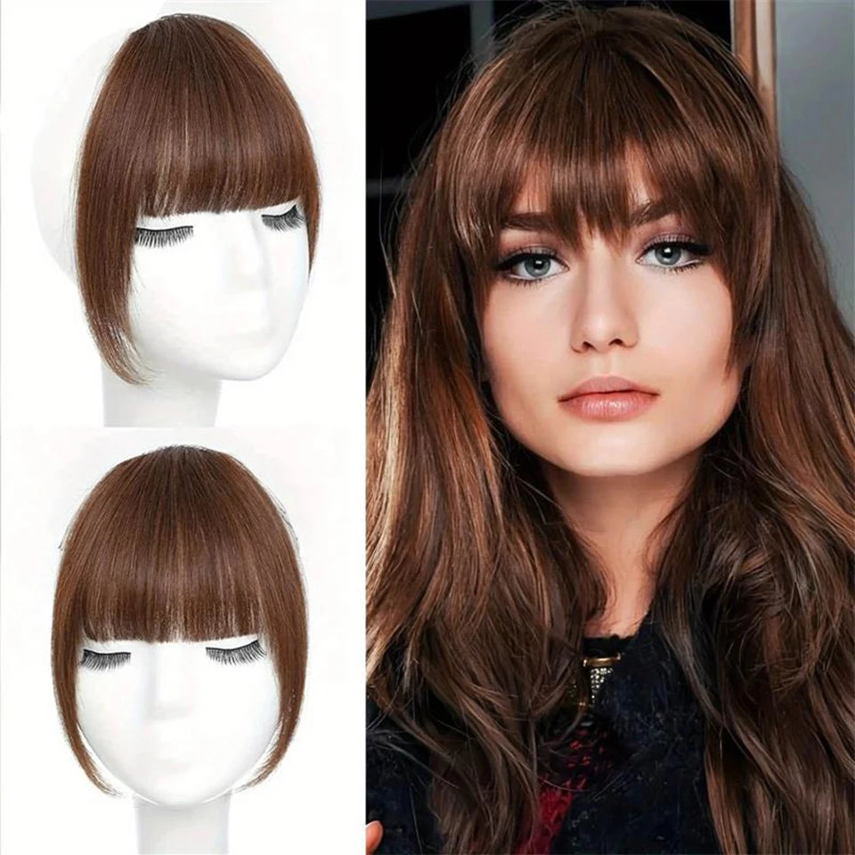 Hair Bangs Clip-in Extensions Fringe Fake Hair Wigs Synthetic Toupee Hairpiece with Sideburns DIY Elegant Women Hair Accessories