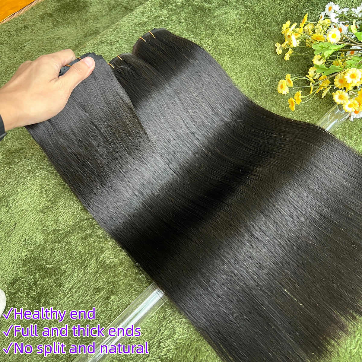 18A Raw Unprocessed 100g Human Hair Extensions Long PU Weft Invisible Straight Hair  7Pcs/Set Seamless Clips in #1B Natural Colo