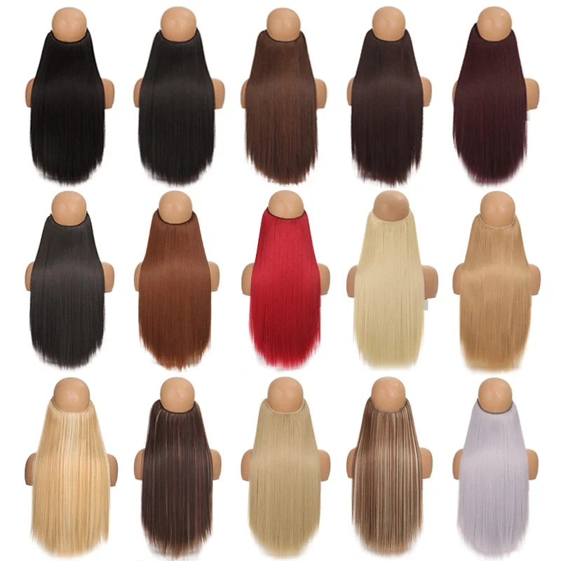 Fish Line Hair Extension Piece Length (40cm 50cm 60cm) Straight Hair Curly Hair Daily Wear Suitable for All Women
