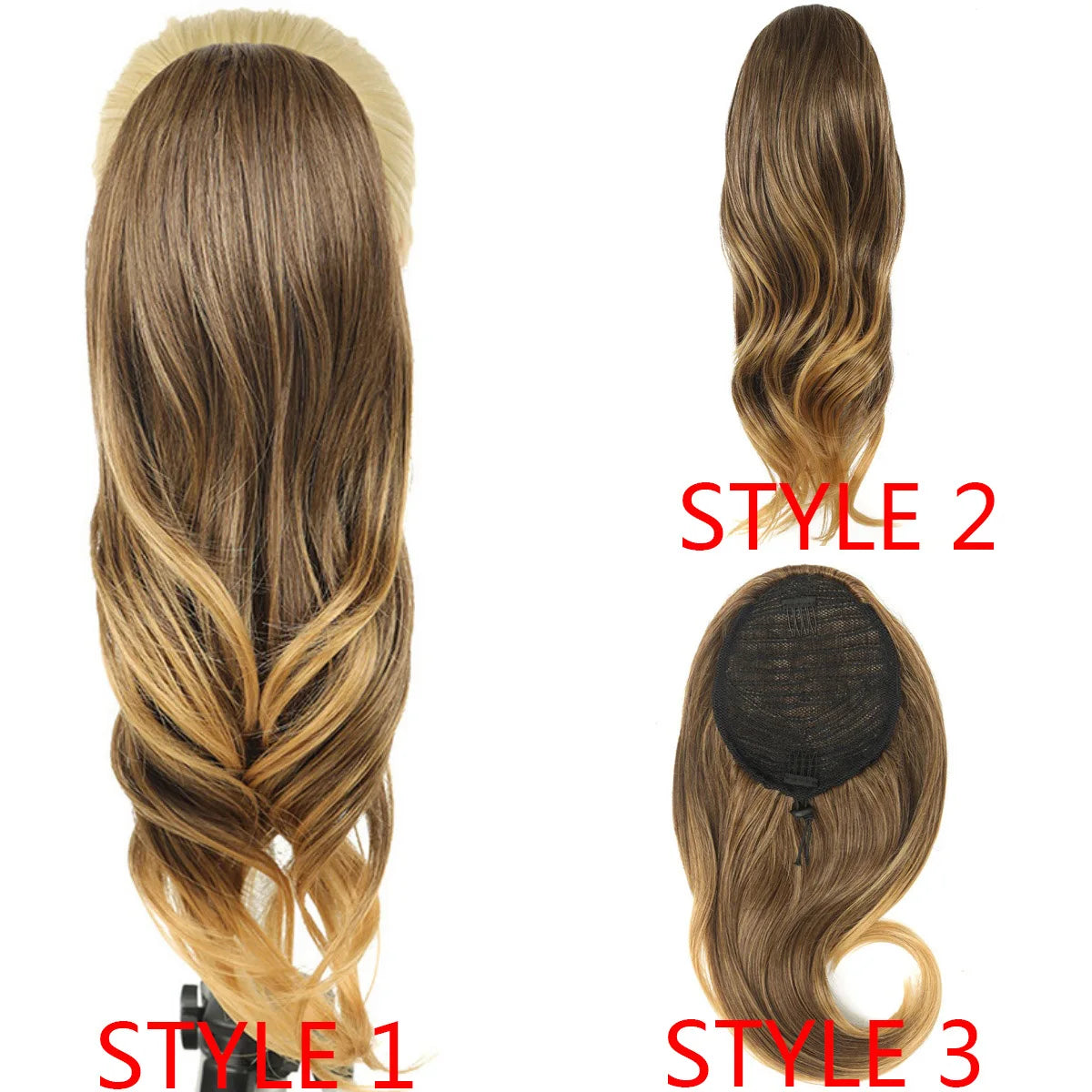 20" Long Wavy Synthetic Ponytail Extension with Drawstring Multi-Layered Clip-In Hair Extension for Instant Length And Volume