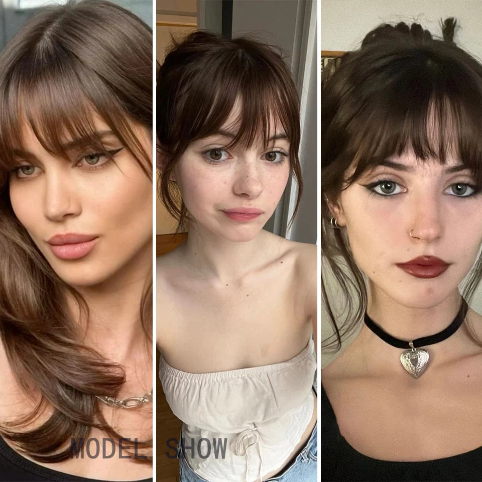 Hair Bangs Clip-in Extensions Fringe Fake Hair Wigs Synthetic Toupee Hairpiece with Sideburns DIY Elegant Women Hair Accessories