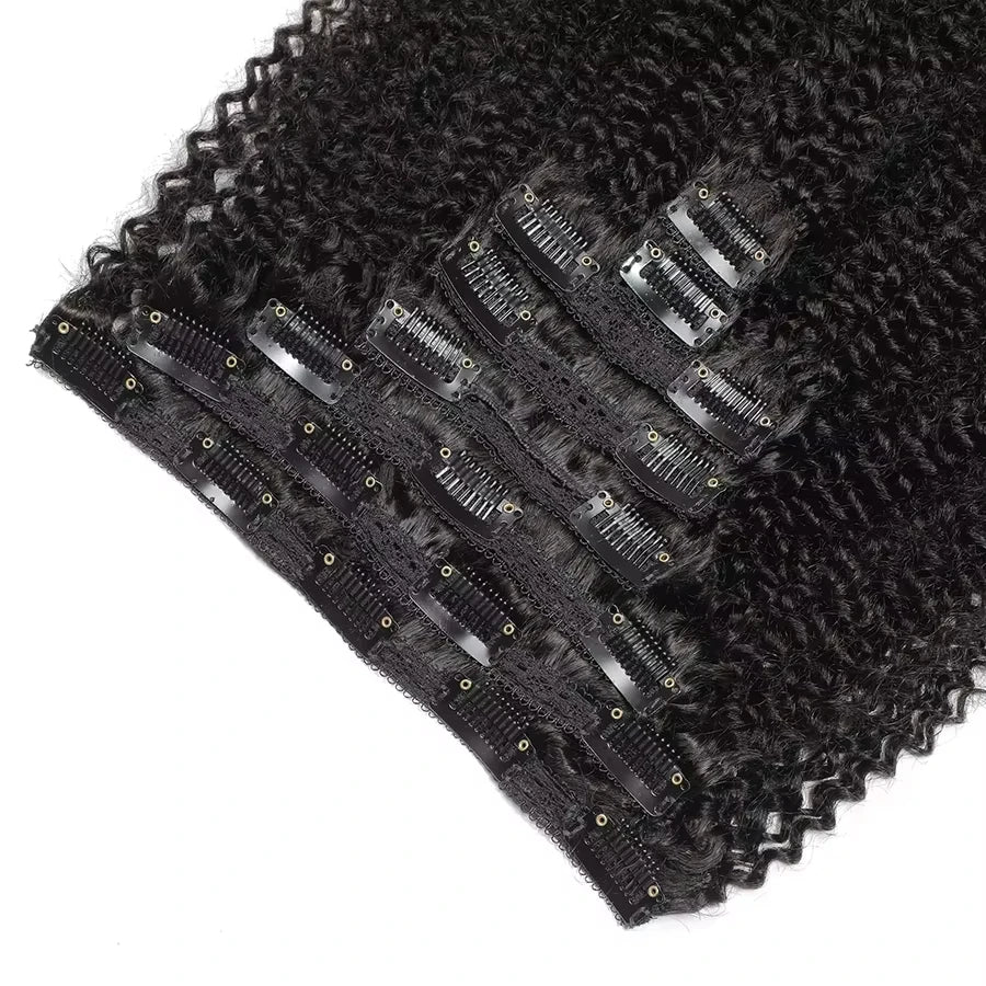 Afro Kinky Curly Clip-in Hair Extensions Real Human Hair Brazilian Remy Clips In Afro Hair for Women Hair Extensions