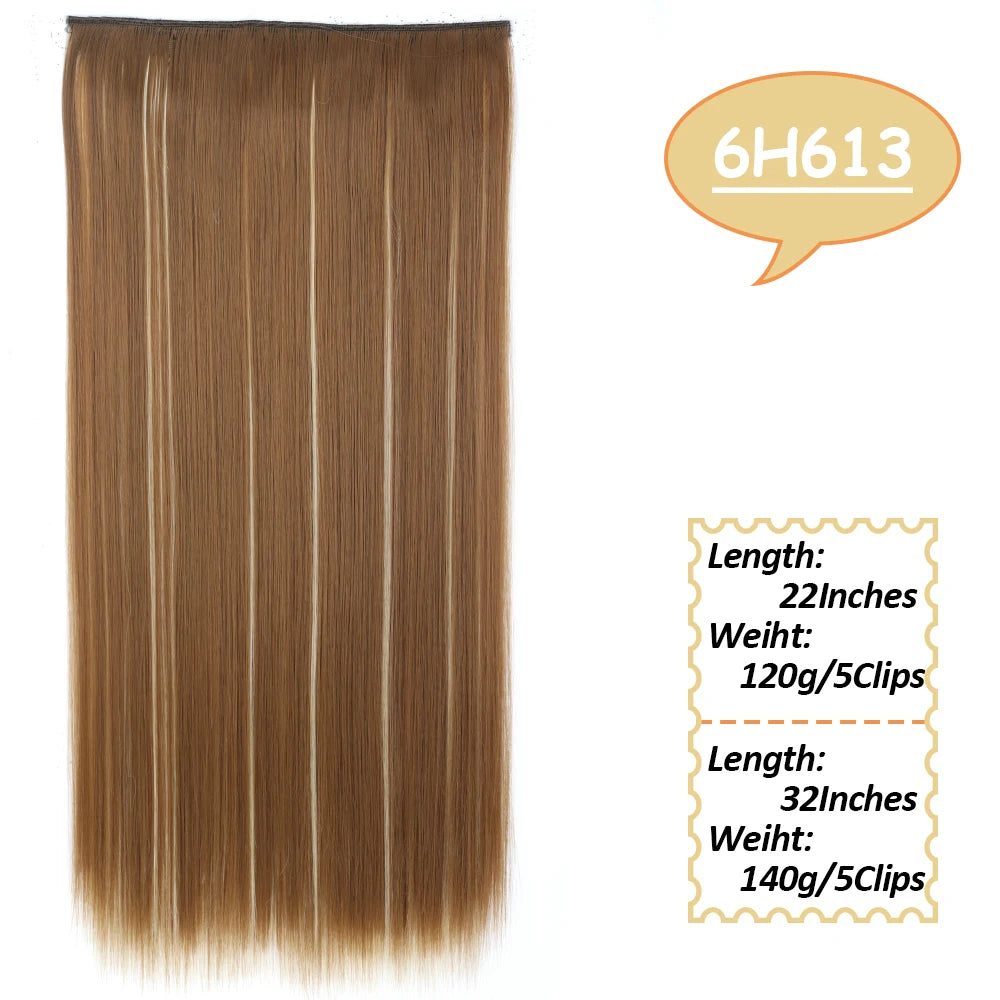 80cm Synthetic Hair Extensions Hairpiece 5 Clips Long Straight Heat Resistant Hair Piece Black Brown Blonde Hairstyle