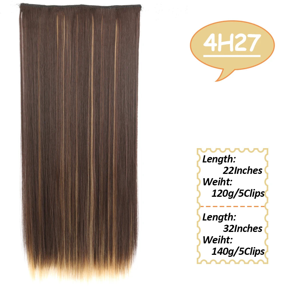 80cm Synthetic Hair Extensions Hairpiece 5 Clips Long Straight Heat Resistant Hair Piece Black Brown Blonde Hairstyle