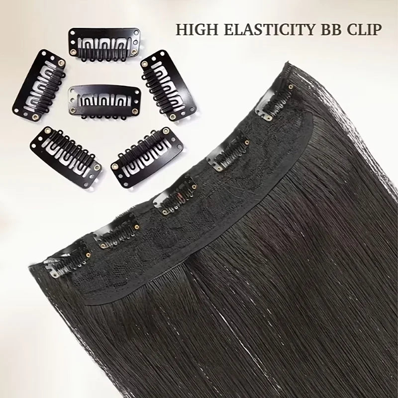 32Inch/40Inch Synthetic Long Straight Hair Extension Clip in Heat Resistant Natural Invisible Hair Accessory for Women