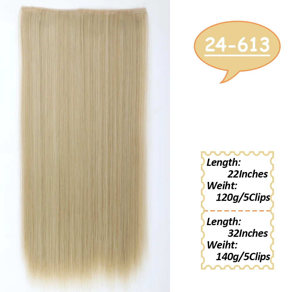 80cm Synthetic Hair Extensions Hairpiece 5 Clips Long Straight Heat Resistant Hair Piece Black Brown Blonde Hairstyle