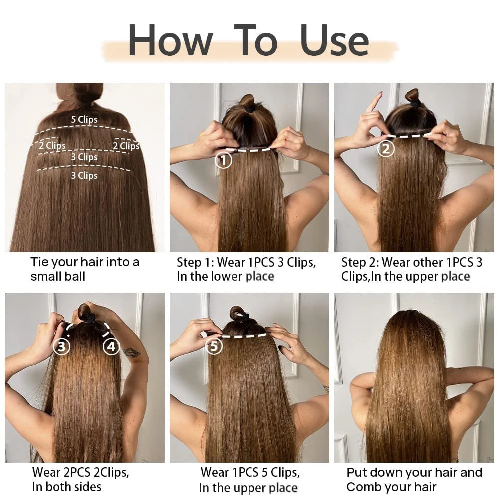 Set of 4 Clip-In Hair Extensions in a Brown-Blonde Shade, 60.96 cm Long, Featuring Wavy And Curly Synthetic Hair