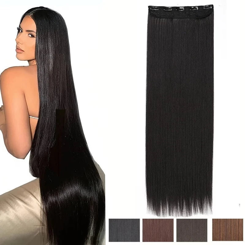 32Inch/40Inch Synthetic Long Straight Hair Extension Clip in Heat Resistant Natural Invisible Hair Accessory for Women