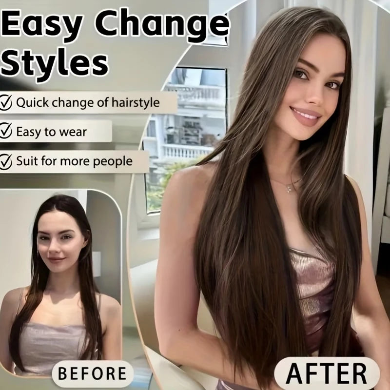 32Inch/40Inch Synthetic Long Straight Hair Extension Clip in Heat Resistant Natural Invisible Hair Accessory for Women