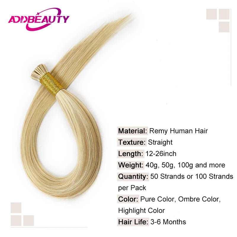 Brown Human Hair Extensions for Women Straight ITIP Hair Externsion Human Hair 50 Strands Human Fusion Hair Keratin Capsule Hair