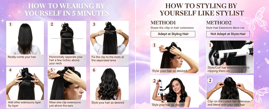 18A Raw Unprocessed 100g Human Hair Extensions Long PU Weft Invisible Straight Hair  7Pcs/Set Seamless Clips in #1B Natural Colo