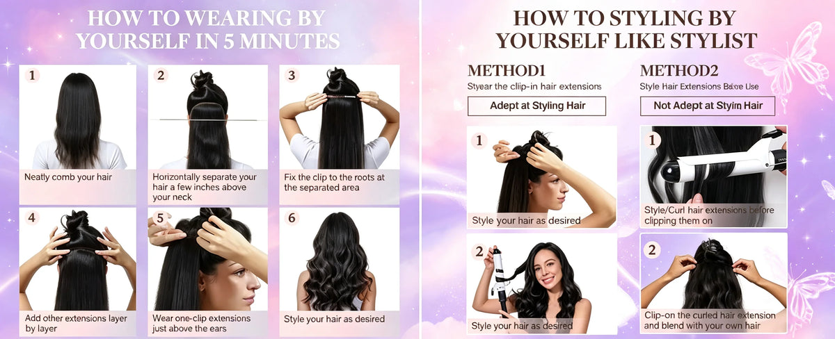 18A Raw Unprocessed 100g Human Hair Extensions Long PU Weft Invisible Straight Hair  7Pcs/Set Seamless Clips in #1B Natural Colo
