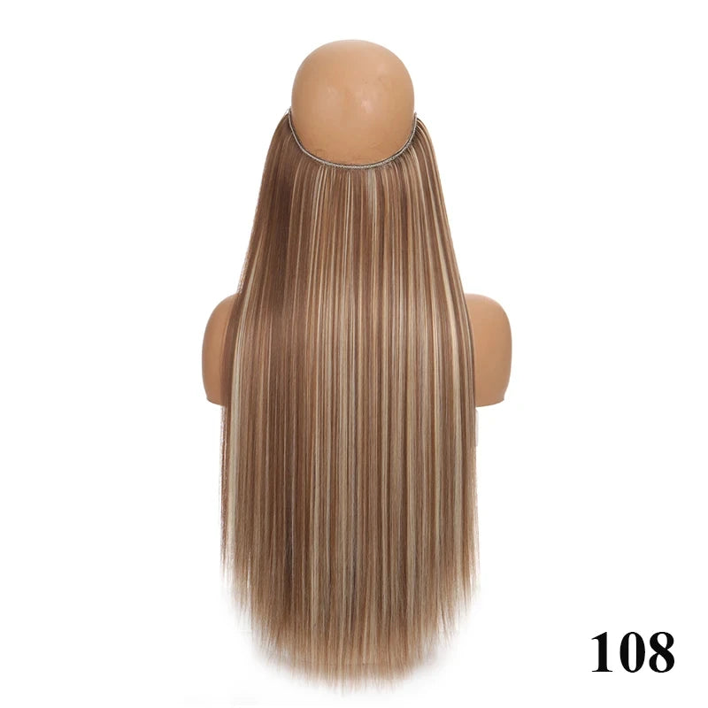 Fish Line Hair Extension Piece Length (40cm 50cm 60cm) Straight Hair Curly Hair Daily Wear Suitable for All Women
