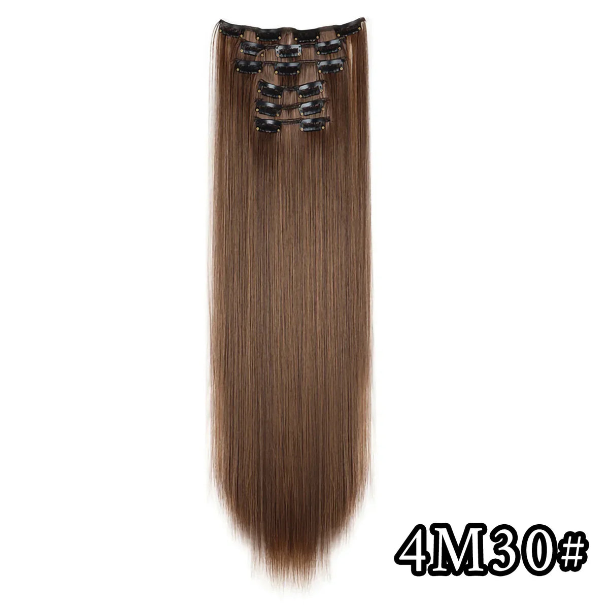 Black Hair Extensions 24"/60cm 6pcs/set Women Long Straight Synthetic Full Head Clip 16 Clips Ombre Heat Resistant Fiber Hair