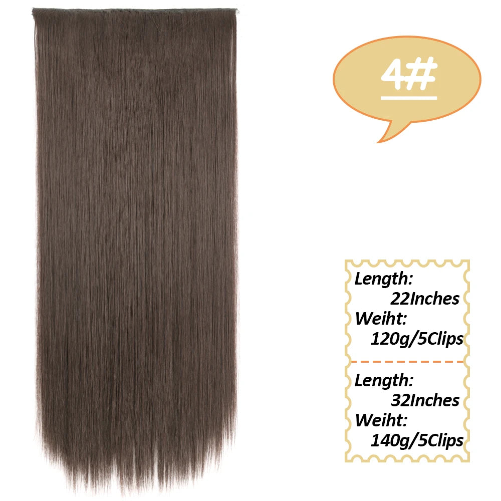 80cm Synthetic Hair Extensions Hairpiece 5 Clips Long Straight Heat Resistant Hair Piece Black Brown Blonde Hairstyle