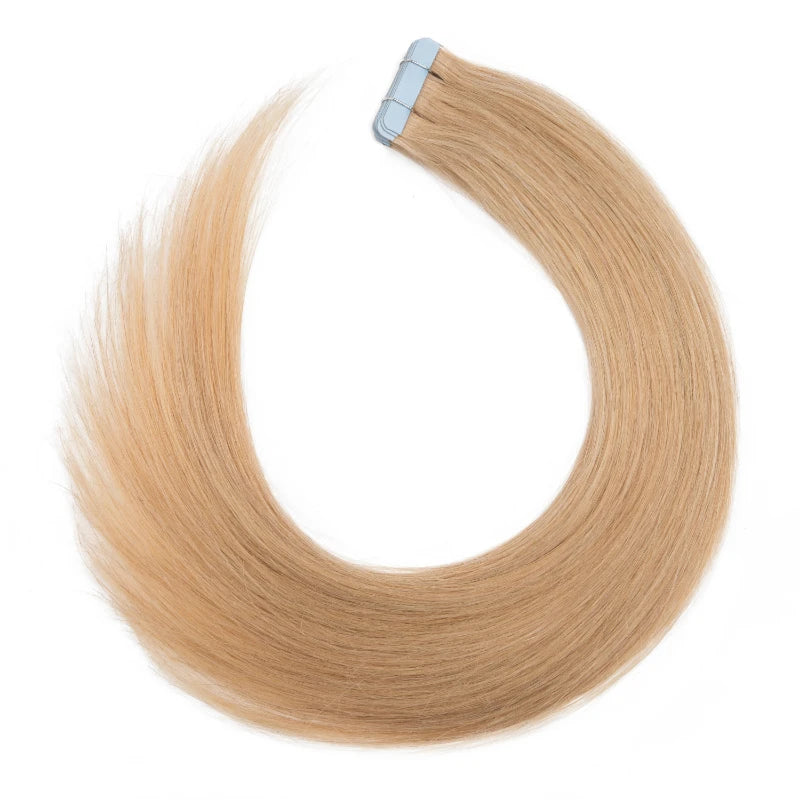100% Human Hair Tap In Extensions 12-26 Inch Straight Hair Wefts For Long Lasting Curls Mix Color Blonde #613