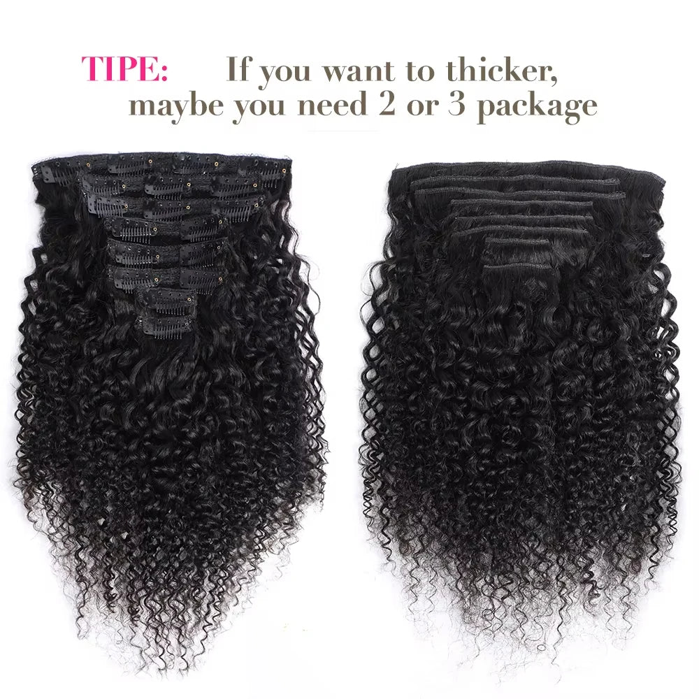 Afro Kinky Curly Clip-in Hair Extensions Real Human Hair Brazilian Remy Clips In Afro Hair for Women Hair Extensions