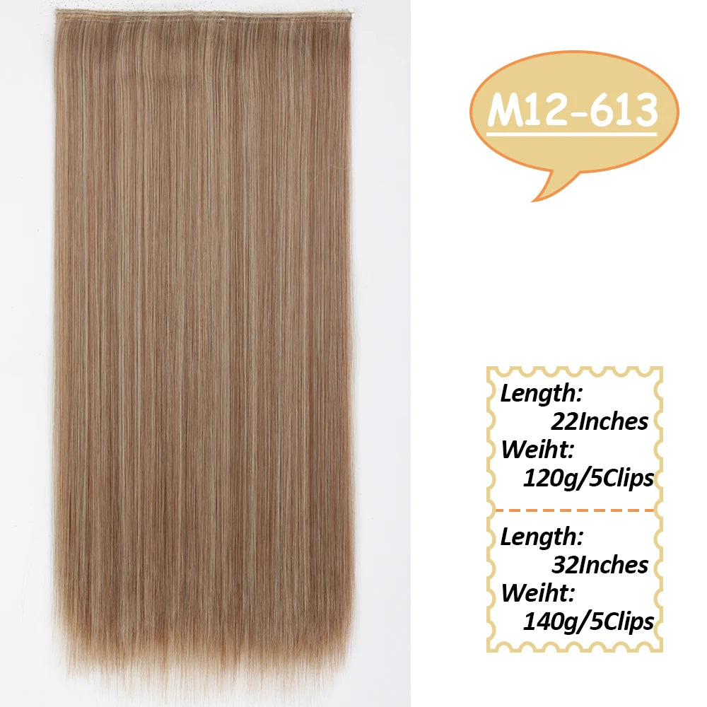 80cm Synthetic Hair Extensions Hairpiece 5 Clips Long Straight Heat Resistant Hair Piece Black Brown Blonde Hairstyle