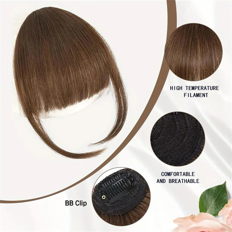 Hair Bangs Clip-in Extensions Fringe Fake Hair Wigs Synthetic Toupee Hairpiece with Sideburns DIY Elegant Women Hair Accessories