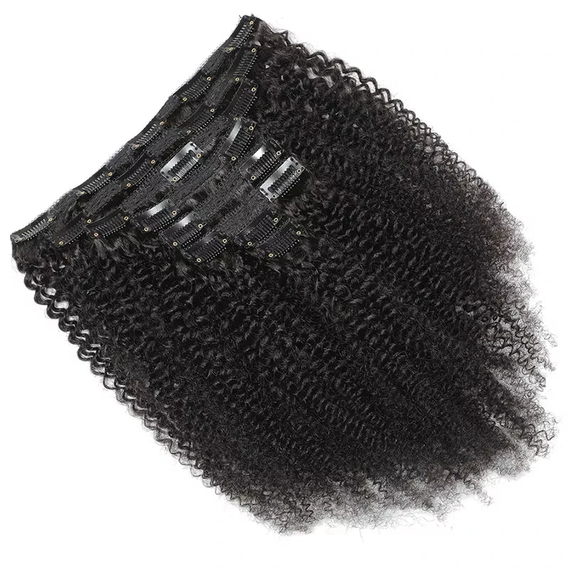 Afro Kinky Curly Clip-in Hair Extensions Real Human Hair Brazilian Remy Clips In Afro Hair for Women Hair Extensions