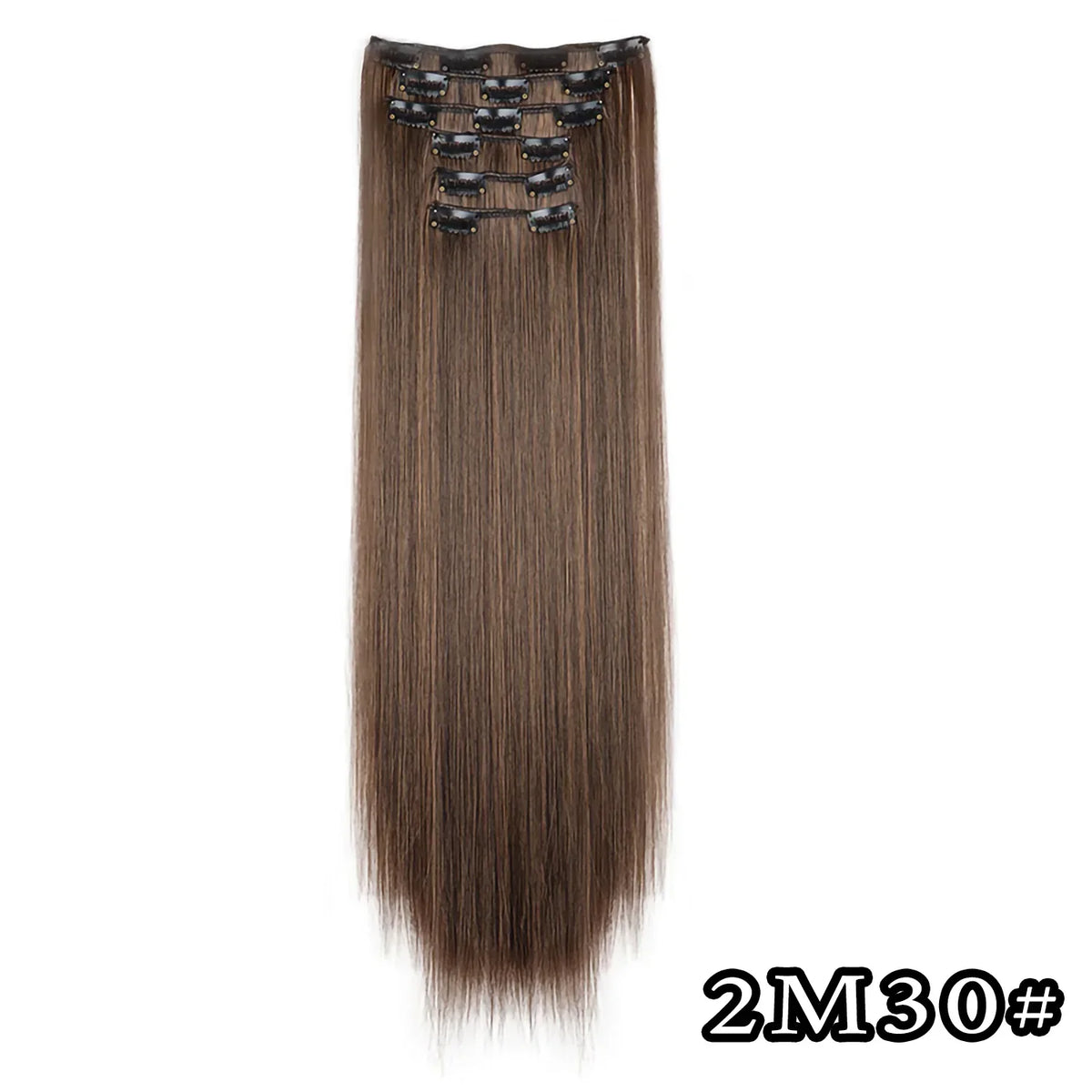 Black Hair Extensions 24"/60cm 6pcs/set Women Long Straight Synthetic Full Head Clip 16 Clips Ombre Heat Resistant Fiber Hair
