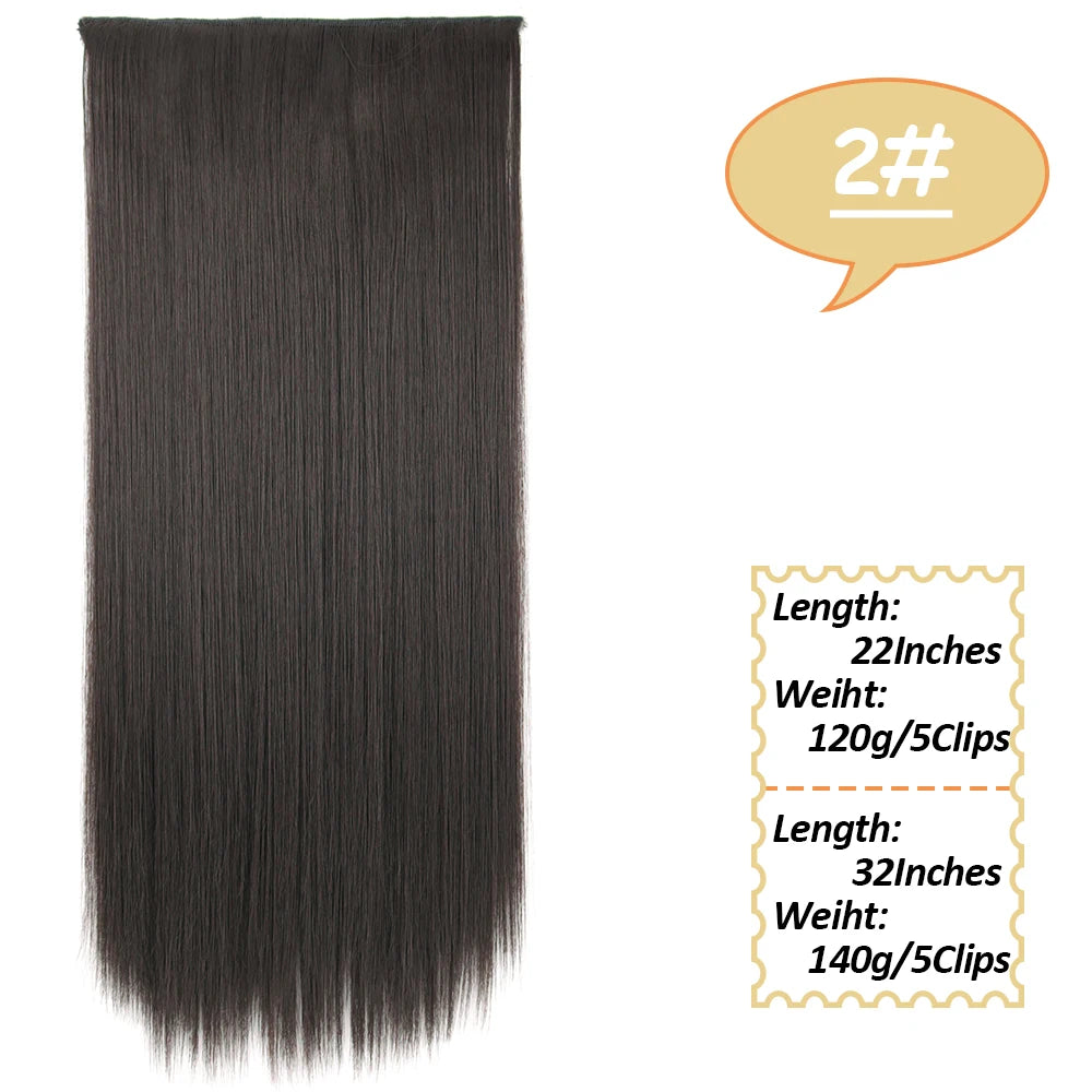 80cm Synthetic Hair Extensions Hairpiece 5 Clips Long Straight Heat Resistant Hair Piece Black Brown Blonde Hairstyle