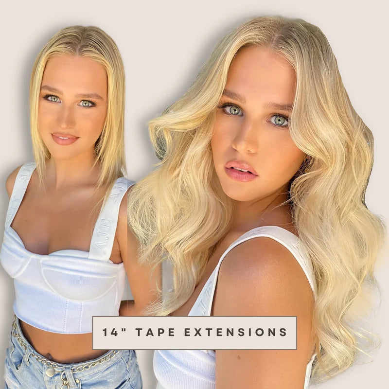 100% Human Hair Tap In Extensions 12-26 Inch Straight Hair Wefts For Long Lasting Curls Mix Color Blonde #613