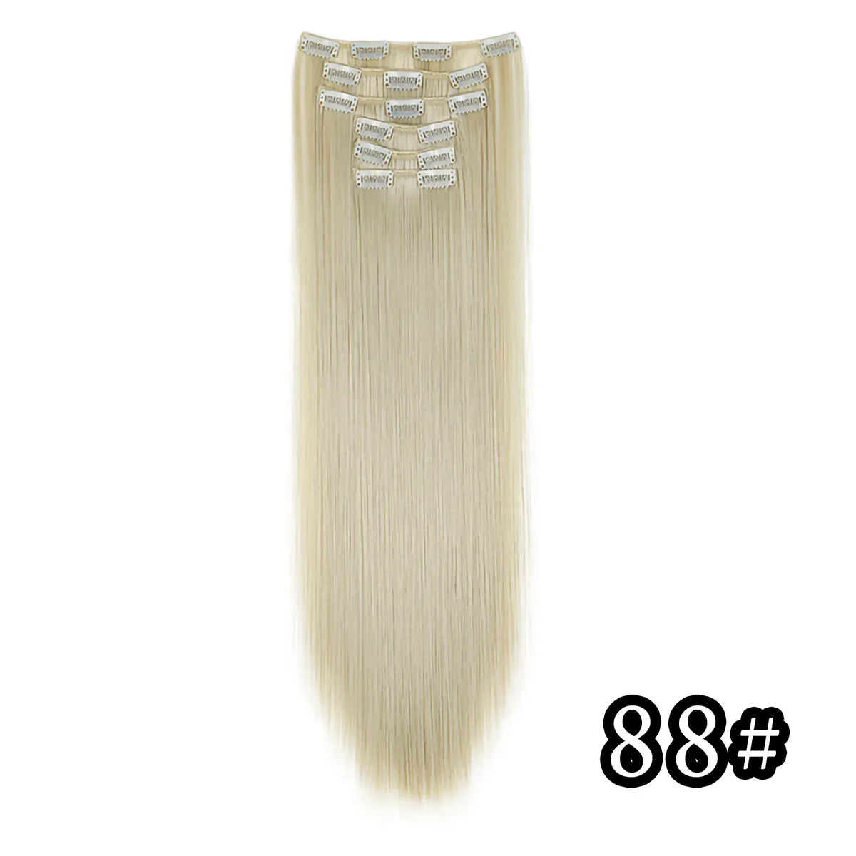 Black Hair Extensions 24"/60cm 6pcs/set Women Long Straight Synthetic Full Head Clip 16 Clips Ombre Heat Resistant Fiber Hair