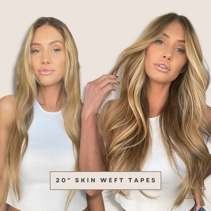 100% Human Hair Tap In Extensions 12-26 Inch Straight Hair Wefts For Long Lasting Curls Mix Color Blonde #613