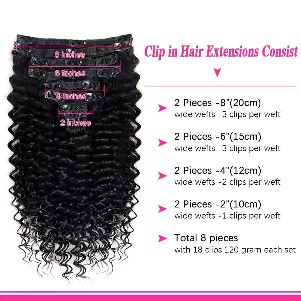 Afro Kinky Curly Clip-in Hair Extensions Real Human Hair Brazilian Remy Clips In Afro Hair for Women Hair Extensions