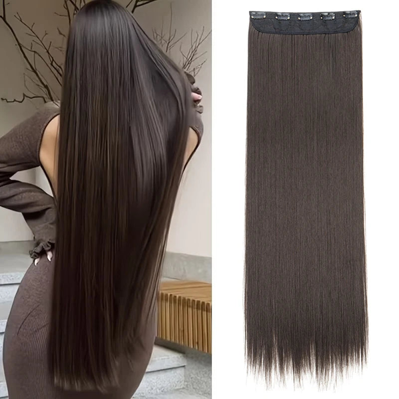 32Inch/40Inch Synthetic Long Straight Hair Extension Clip in Heat Resistant Natural Invisible Hair Accessory for Women