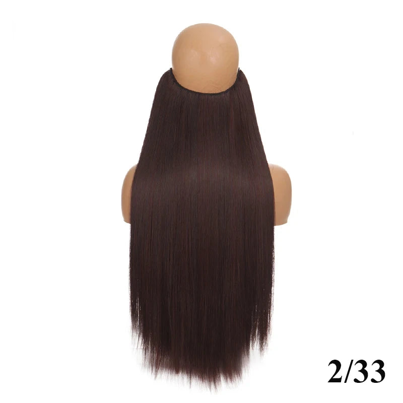 Fish Line Hair Extension Piece Length (40cm 50cm 60cm) Straight Hair Curly Hair Daily Wear Suitable for All Women