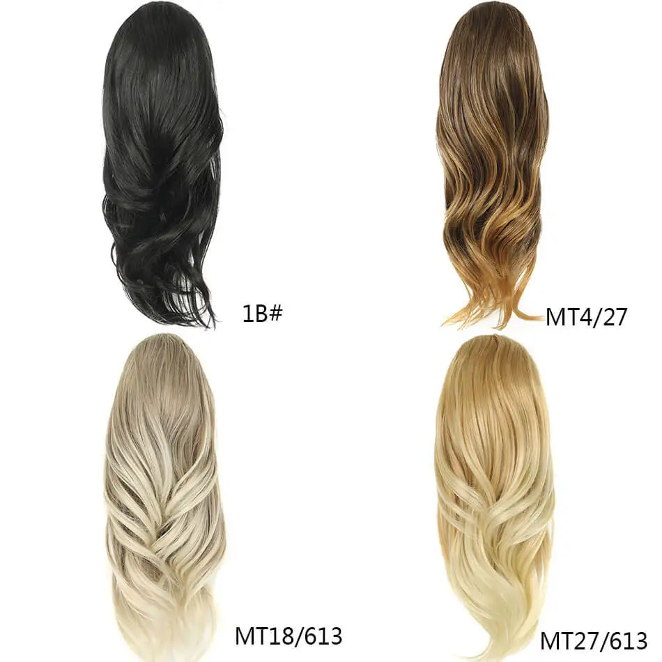 20" Long Wavy Synthetic Ponytail Extension with Drawstring Multi-Layered Clip-In Hair Extension for Instant Length And Volume