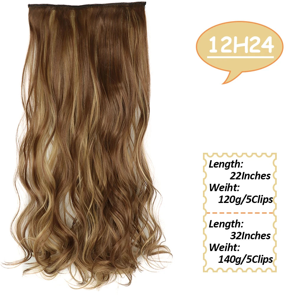80cm Synthetic Hair Extensions Hairpiece 5 Clips Long Straight Heat Resistant Hair Piece Black Brown Blonde Hairstyle